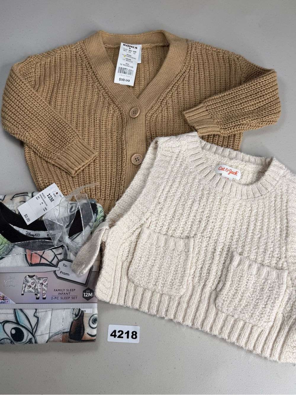 Cat & Jack 12 Months Multicolor Knit Pullover Sweater Crew Neck Pockets